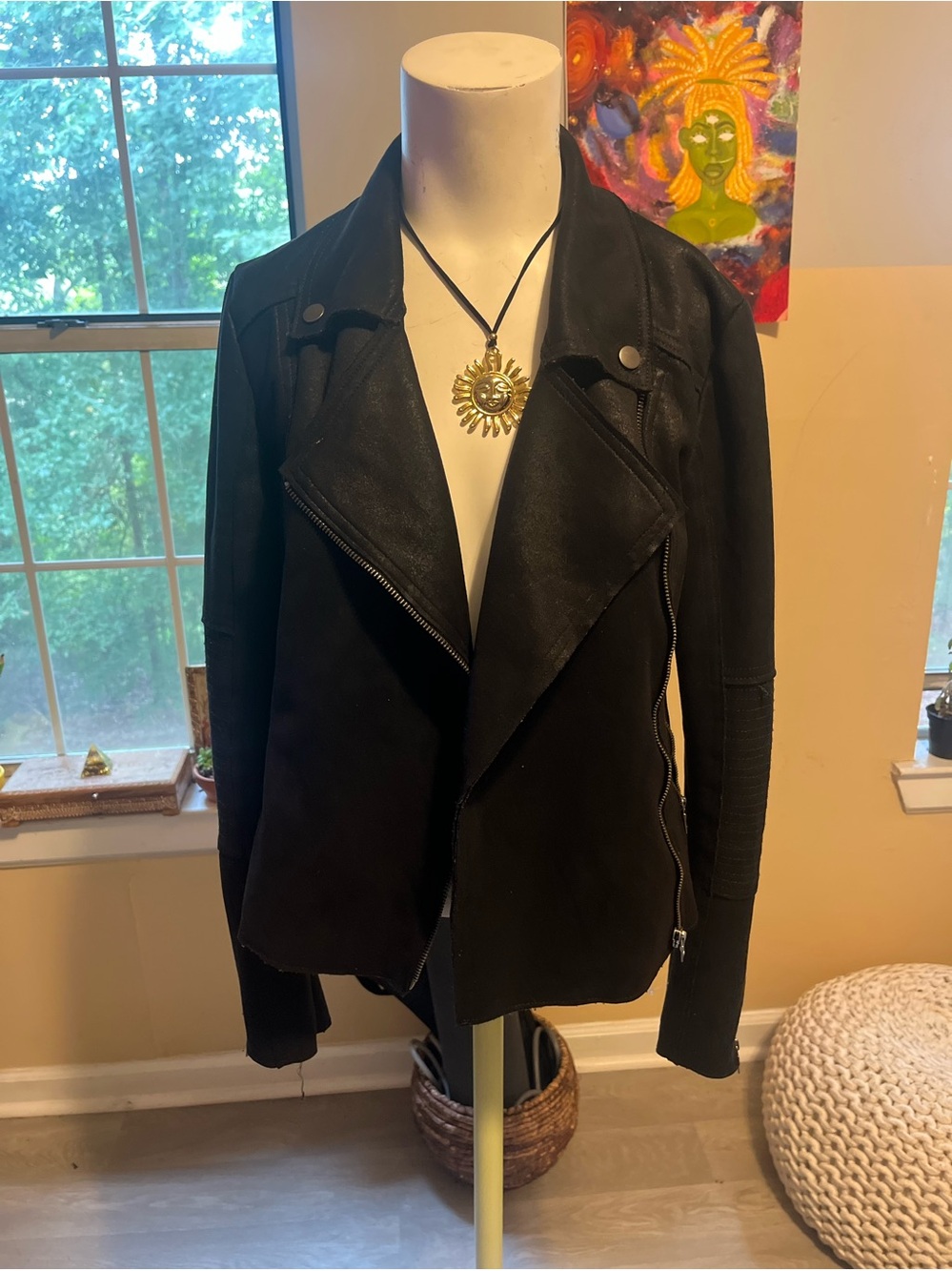 Black Women's Asymmetrical Moto Jacket - Sleek Modern Style